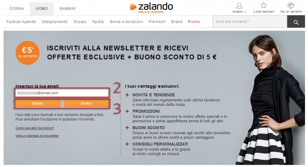 Ecco come registrarsi alla newsletter di Zalando, 5â‚¬ di sconto!